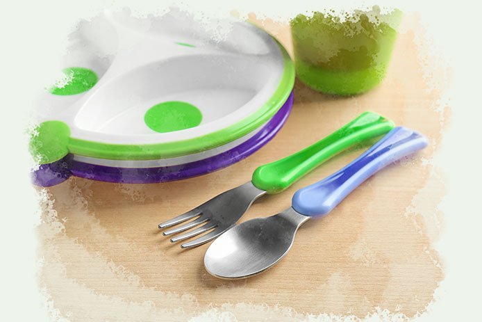 Use child-sized, unbreakable utensils