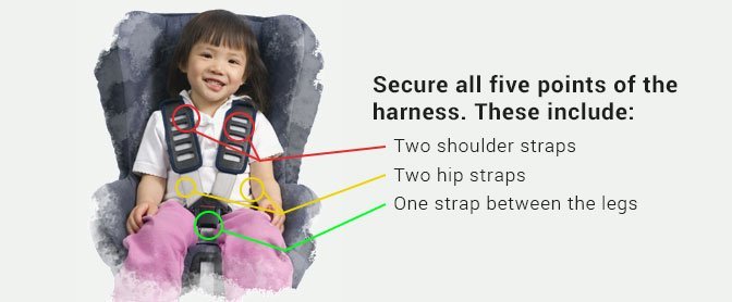 Secure all five points of the harness