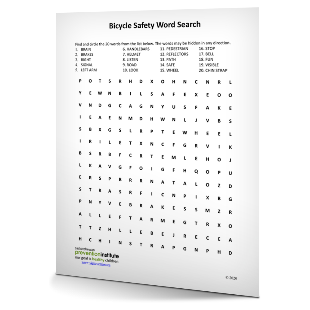 Bicycle Safety Word Search 2020