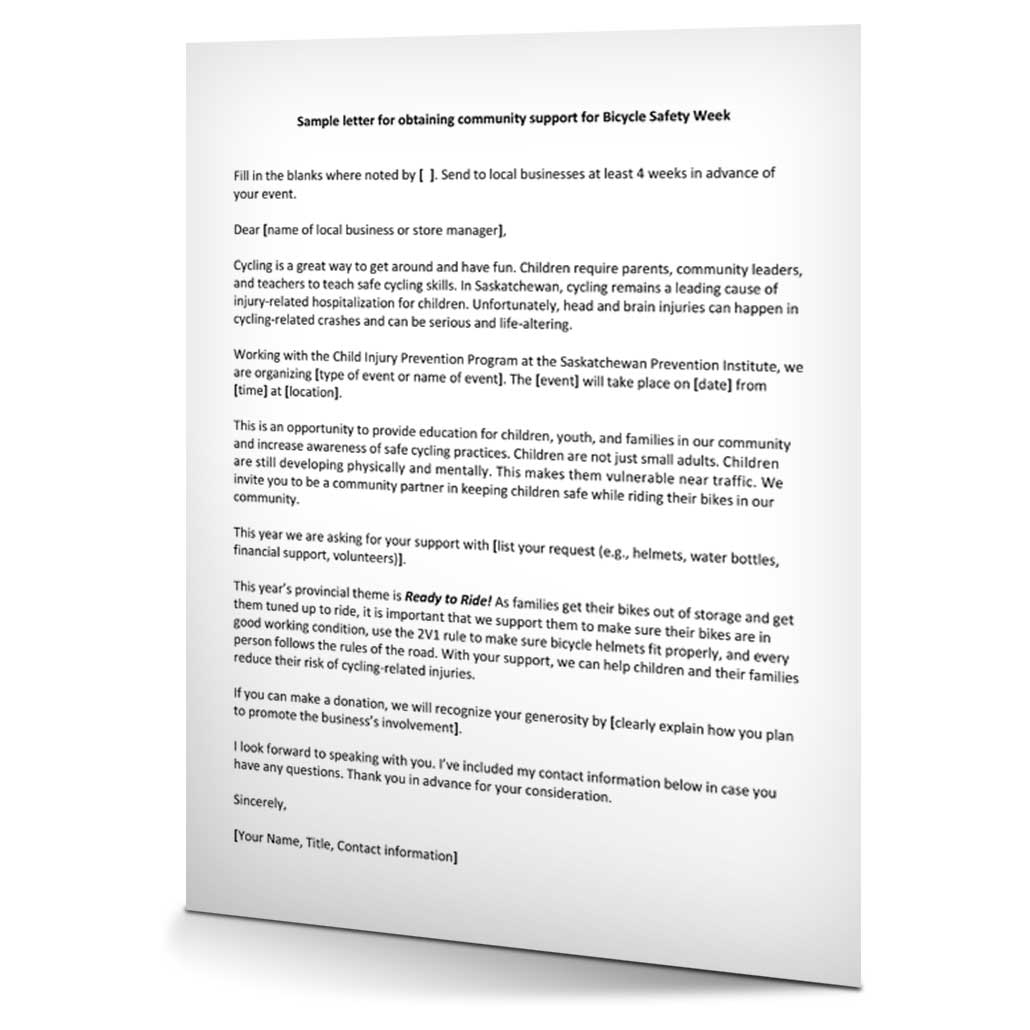 Sample letter for community support